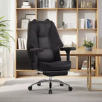 Sedia da ufficio ergonomica con poggiapiedi e braccioli, sedia regolabile in altezza con supporto lombare e collo, nera