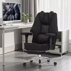 Sedia da ufficio ergonomica con poggiapiedi e braccioli, sedia regolabile in altezza con supporto lombare e collo, nera