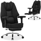 Sedia da ufficio ergonomica con poggiapiedi e braccioli, sedia regolabile in altezza con supporto lombare e collo, nera