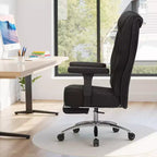 Sedia da ufficio ergonomica con poggiapiedi e braccioli, sedia regolabile in altezza con supporto lombare e collo, nera
