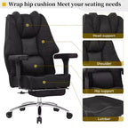 Sedia da ufficio ergonomica con poggiapiedi e braccioli, sedia regolabile in altezza con supporto lombare e collo, nera