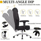 Sedia da ufficio ergonomica con poggiapiedi e braccioli, sedia regolabile in altezza con supporto lombare e collo, nera