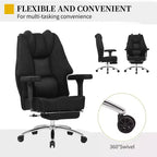 Sedia da ufficio ergonomica con poggiapiedi e braccioli, sedia regolabile in altezza con supporto lombare e collo, nera