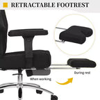 Sedia da ufficio ergonomica con poggiapiedi e braccioli, sedia regolabile in altezza con supporto lombare e collo, nera