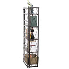 Libreria Pieghevole, Scaffale Pieghevole a 5 Ripiani, Organizer Industriale in Metallo Autoportante per Soggiorno o Camera da Letto, Marrone