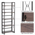 Libreria Pieghevole, Scaffale Pieghevole a 5 Ripiani, Organizer Industriale in Metallo Autoportante per Soggiorno o Camera da Letto, Marrone