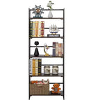 Libreria Pieghevole, Scaffale Pieghevole a 5 Ripiani, Organizer Industriale in Metallo Autoportante per Soggiorno o Camera da Letto, Marrone