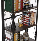 Libreria Pieghevole, Scaffale Pieghevole a 5 Ripiani, Organizer Industriale in Metallo Autoportante per Soggiorno o Camera da Letto, Marrone