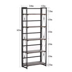 Libreria Pieghevole, Scaffale Pieghevole a 5 Ripiani, Organizer Industriale in Metallo Autoportante per Soggiorno o Camera da Letto, Marrone