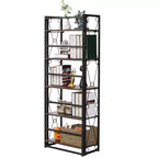 Libreria Pieghevole, Scaffale Pieghevole a 5 Ripiani, Organizer Industriale in Metallo Autoportante per Soggiorno o Camera da Letto, Marrone