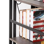 Libreria Pieghevole, Scaffale Pieghevole a 5 Ripiani, Organizer Industriale in Metallo Autoportante per Soggiorno o Camera da Letto, Marrone