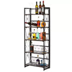Libreria Pieghevole, Scaffale Pieghevole a 5 Ripiani, Organizer Industriale in Metallo Autoportante per Soggiorno o Camera da Letto, Marrone