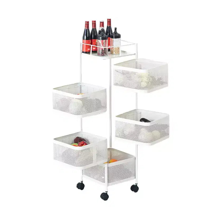 Carrello da Cucina Girevole a 5 Ripiani