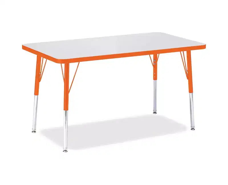 Tavolo rettangolare (24 x 36) con bordo colorato, altezza adulto, arancione