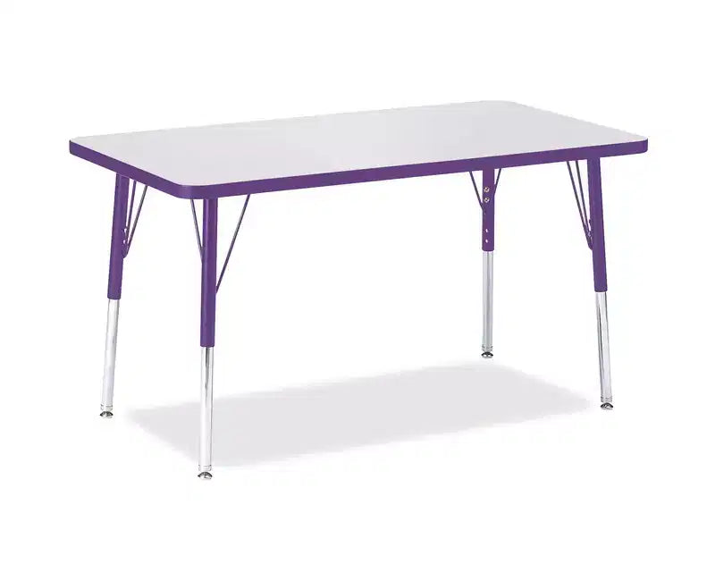 Tavolo rettangolare (24 x 36) di altezza standard con bordo colorato viola