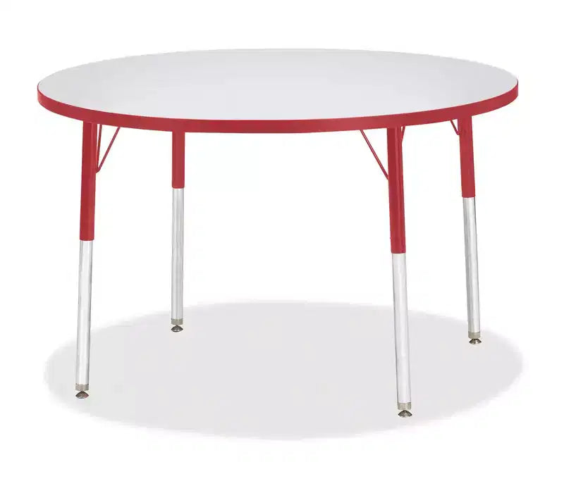 Jonti-Craft Berries Adult Gray Laminate Round Table 42 x 42 in Red