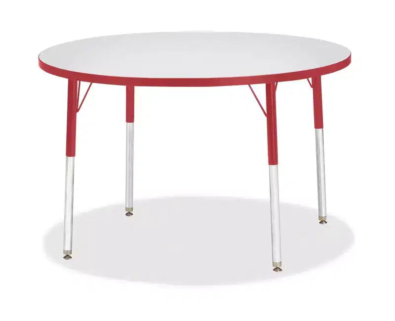 Tavolo rotondo per adulti, laminato grigio, 42 x 42 pollici, rosso