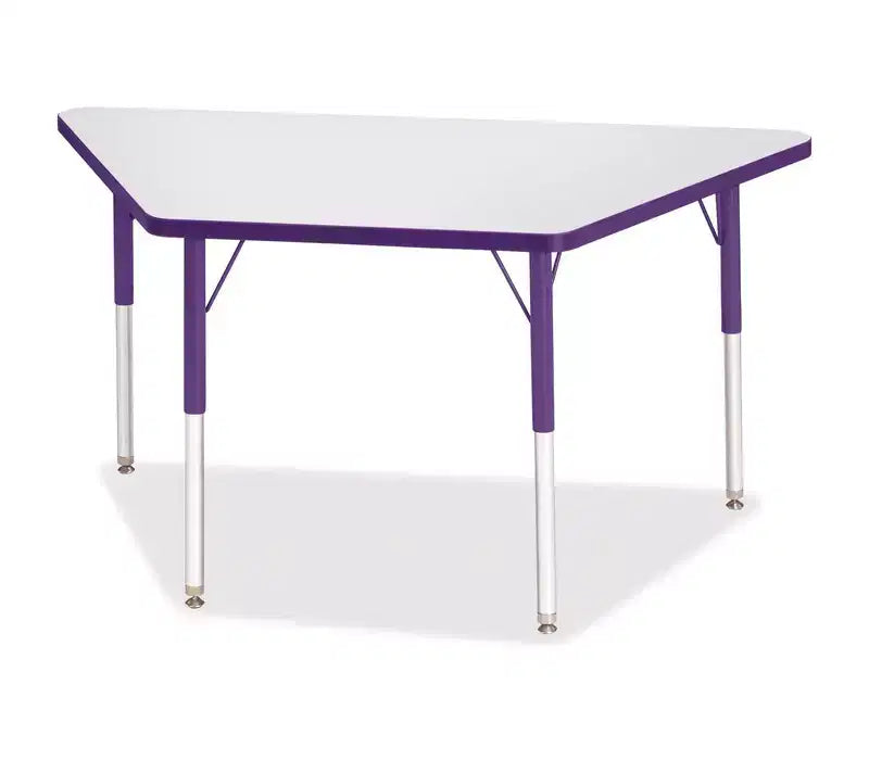 Jonti-Craft Berries Adult-Size Gray Laminate Trapezoid Table (24 x 48) in Purple