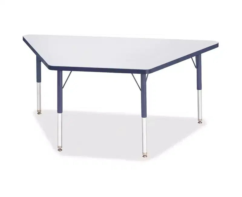 Tavolo a trapezio con bordo a prisma regolabile in altezza, elementare, 30 x 60, blu