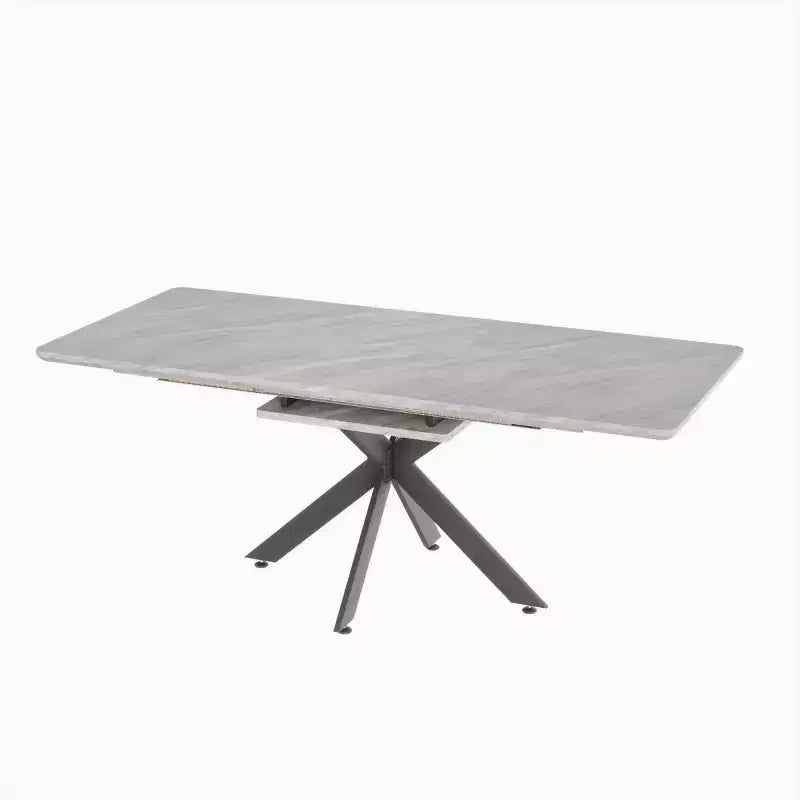 Tavolo da pranzo moderno allungabile con base in metallo nero, tavolo rettangolare da cucina per sala da pranzo o zona colazione