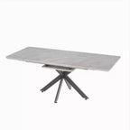 Tavolo da pranzo moderno allungabile con base in metallo nero, tavolo rettangolare da cucina per sala da pranzo o zona colazione