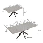 Tavolo da pranzo moderno allungabile con base in metallo nero, tavolo rettangolare da cucina per sala da pranzo o zona colazione