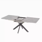 Tavolo da pranzo moderno allungabile con base in metallo nero, tavolo rettangolare da cucina per sala da pranzo o zona colazione