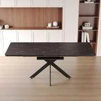 Tavolo da pranzo moderno allungabile con base in metallo nero, tavolo rettangolare da cucina per sala da pranzo o zona colazione