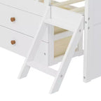Struttura Letto Singolo in Legno, Base Letto a Piattaforma con 4 Cassetti Contenitore, Testiera con Spondina e Scaletta