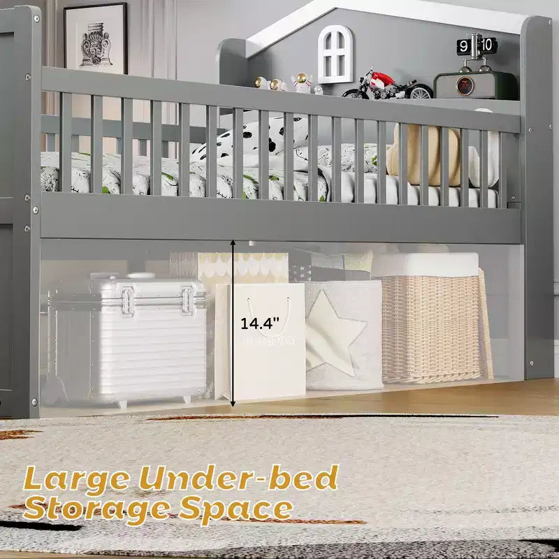 Struttura Letto Singolo in Legno, Base Letto a Piattaforma con 4 Cassetti Contenitore, Testiera con Spondina e Scaletta