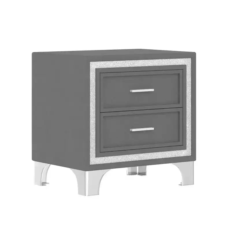 Letto imbottito con piattaforma Queen Size e due comodini