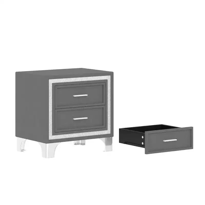Letto imbottito con piattaforma Queen Size e due comodini