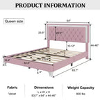 Letto imbottito con piattaforma Queen Size e due comodini
