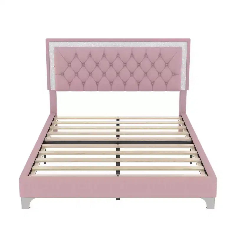 Letto imbottito con piattaforma Queen Size e due comodini