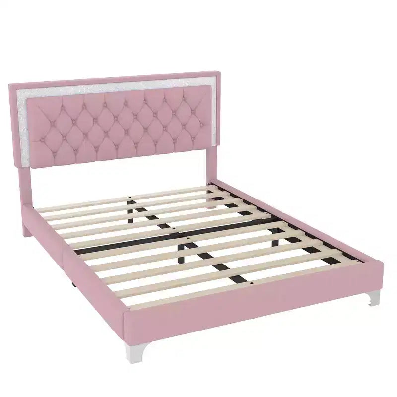 Letto imbottito con piattaforma Queen Size e due comodini