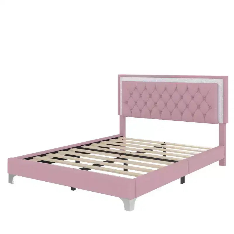 Letto imbottito con piattaforma Queen Size e due comodini
