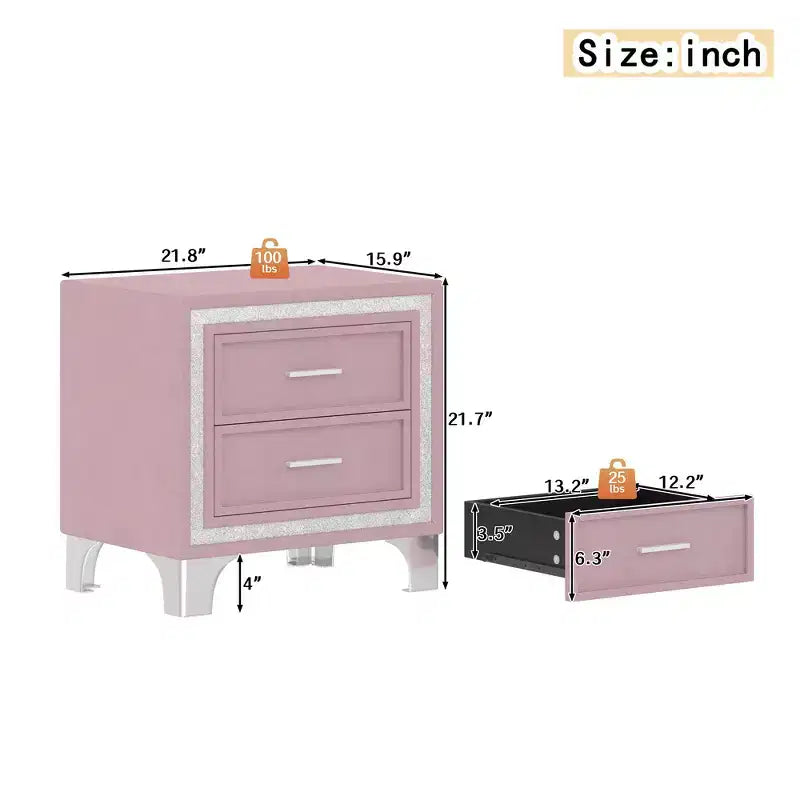 Letto imbottito con piattaforma Queen Size e due comodini