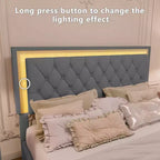 Letto imbottito con piattaforma Queen Size e due comodini