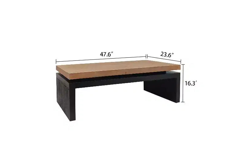 Tavolino da Caffè Moderno in Legno con Piano Sospeso, Elegante Tavolo Centrale Rettangolare per Salotto, Tavolino da Divano Industriale