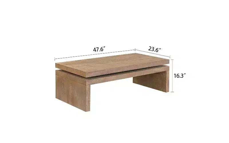 Tavolino da Caffè Moderno in Legno con Piano Sospeso, Elegante Tavolo Centrale Rettangolare per Salotto, Tavolino da Divano Industriale