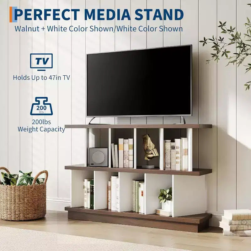Libreria Bassa a 8 Cubi - Mobile TV in Legno con Pannelli Posteriori Rimovibili, Scaffale Moderno per Soggiorno, Camera da Letto