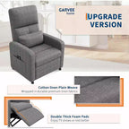 Poltrona reclinabile, reclinabile regolabile, divano singolo ergonomico imbottito, schienale alto, sedile imbottito, 2 tasche laterali, seduta home theater per soggiorno