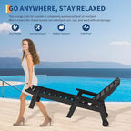 Sedia a Sdraio da Esterno a 5 Posizioni, Chaise Longue da Esterno in HDPE con Portabicchieri, Sedia a Sdraio da Piscina in Resina con Ruote