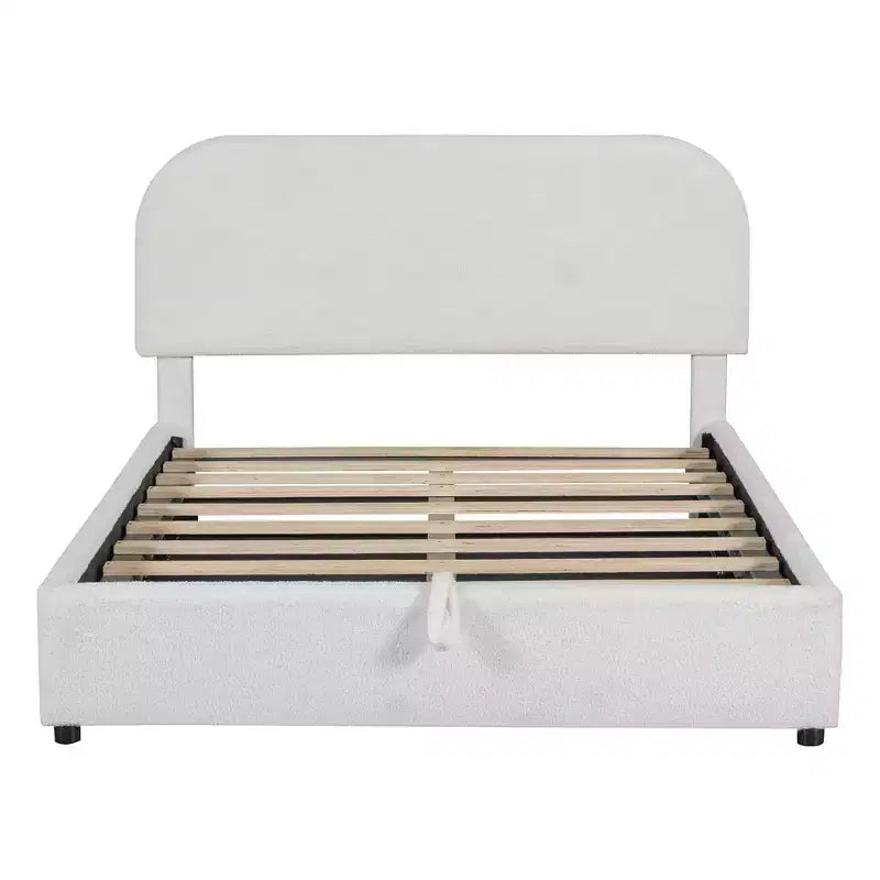 Letto matrimoniale moderno imbottito con sistema idraulico di sollevamento per vano contenitore