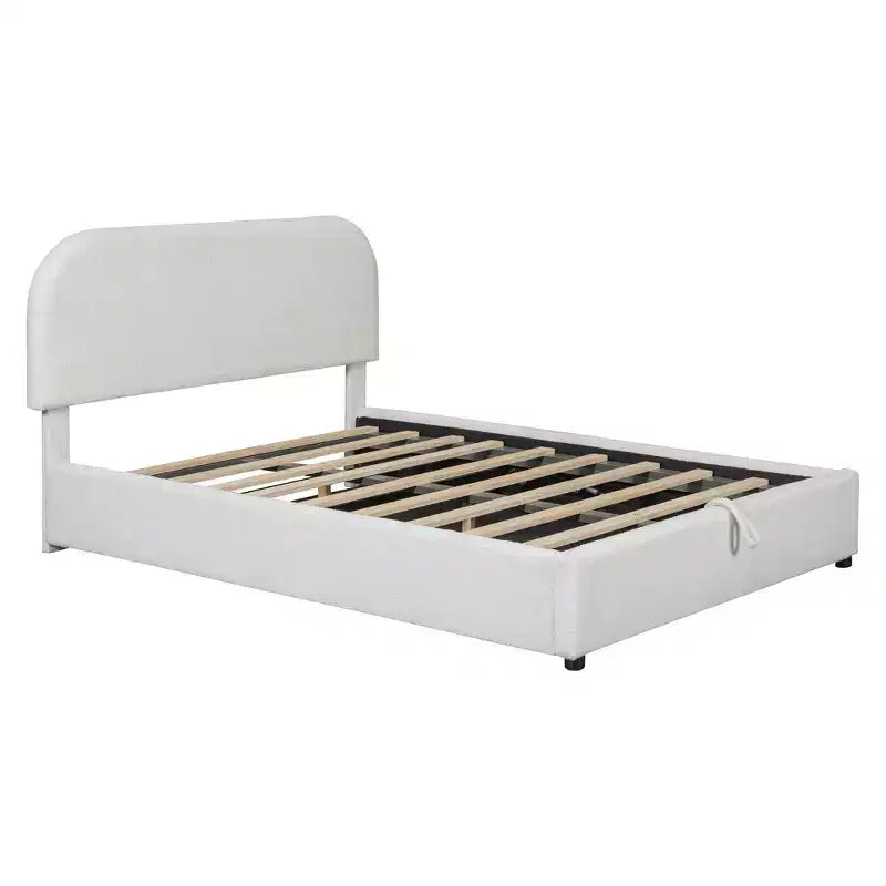 Letto matrimoniale moderno imbottito con sistema idraulico di sollevamento per vano contenitore