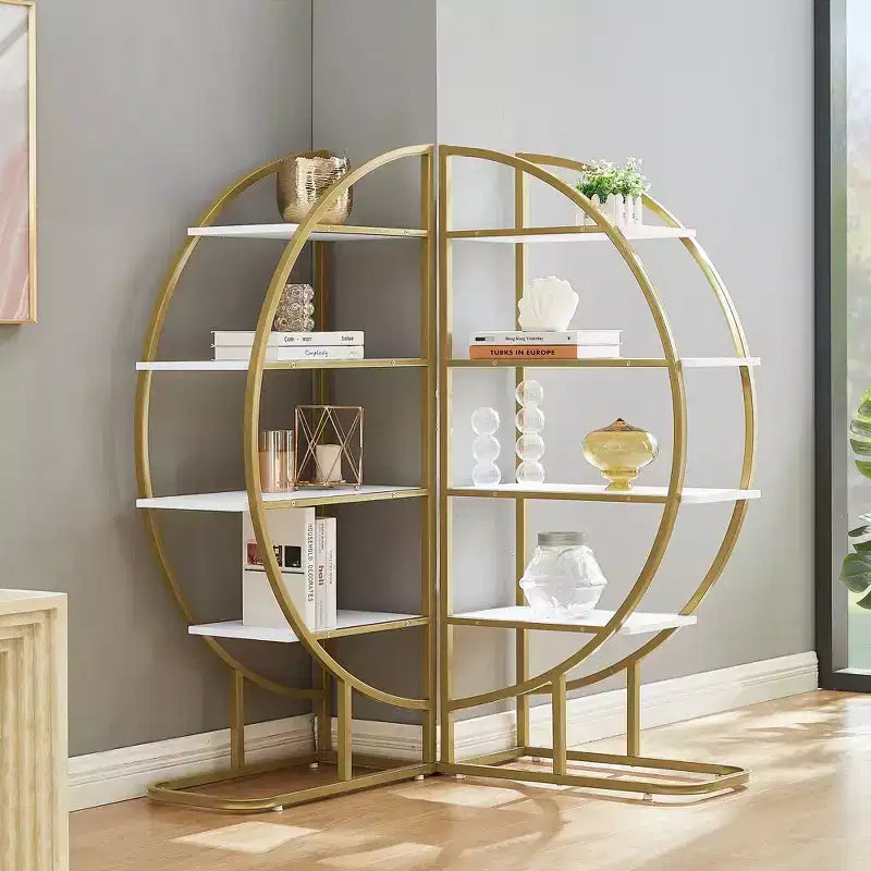 Libreria componibile aperta a 4 ripiani in legno e acciaio stile moderno