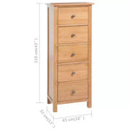 Cassettiera Alta, Legno Massello di Rovere MDF
