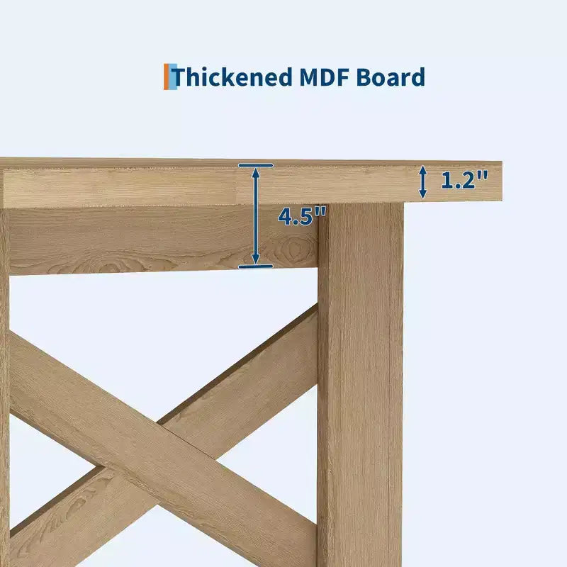 Ampio tavolo da pranzo in stile rustico da 180 cm per 6-8 persone - Robusto tavolo rettangolare in legno - Piano spesso e robuste gambe triangolari