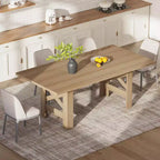 Ampio tavolo da pranzo in stile rustico da 180 cm per 6-8 persone - Robusto tavolo rettangolare in legno - Piano spesso e robuste gambe triangolari
