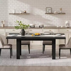 Ampio tavolo da pranzo in stile rustico da 180 cm per 6-8 persone - Robusto tavolo rettangolare in legno - Piano spesso e robuste gambe triangolari